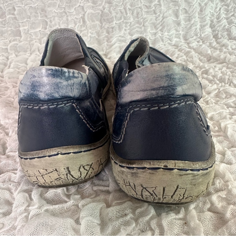 Kacper Blue Leather Distresses Shoes EU40 /US8 - Picture 10 of 13